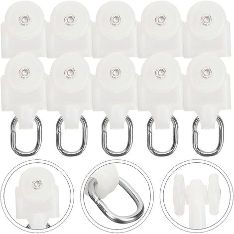 Poulie de rail de rideau à glissement fluide en alliage plastique compatible avec les rideaux (lot de 10) (1/4)