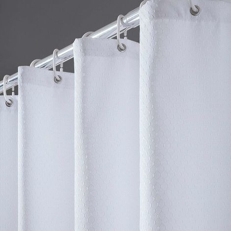 Tenda da doccia antimuffa in tessuto di poliestere impermeabile, spessa, lavabile, per vasca da bagno o bagno, 12 ganci per tenda da doccia, motivo a nido d'ape bianco, 180x180 cm. (1/4)