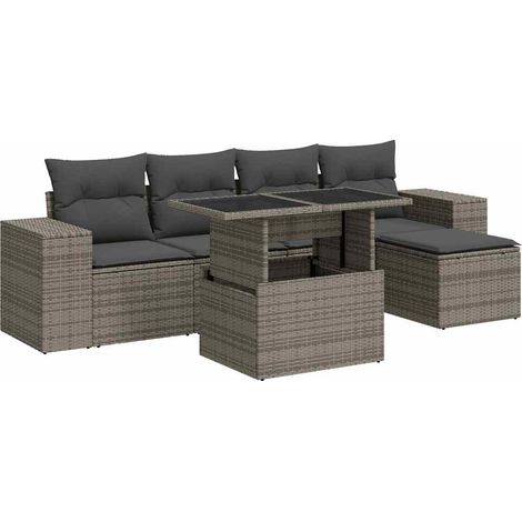 Maison Exclusive - 6-tlg. Garten-Sofagarnitur mit Kissen Grau Pol