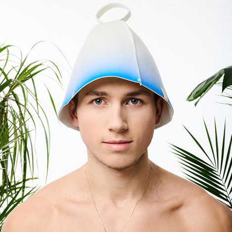 Bonnet de sauna en laine bleu dégradé Yeye Made in Nature (1/5)