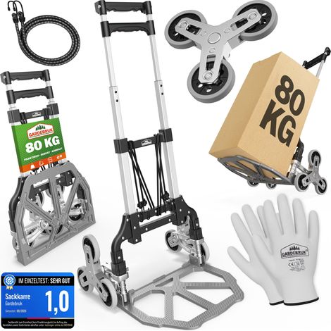 GARDEBRUK® Treppenkarre Aluminium klappbar 80kg Transportkarre Sackkarre Umzug (1/5)