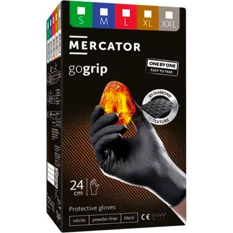 Mercator GoGrip ONE-BY-ONE Schwarze Nitrilhandschuhe, 100 Stück, Größe XL (1/5)
