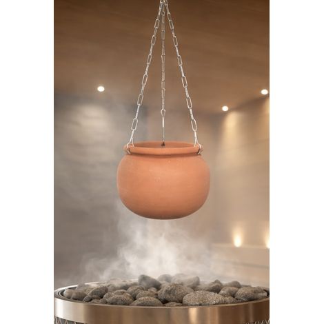 Nikkarien Sauna Aromaschale aus Terrakotta 2 l Aromatopf inkl. Kette (1/2)