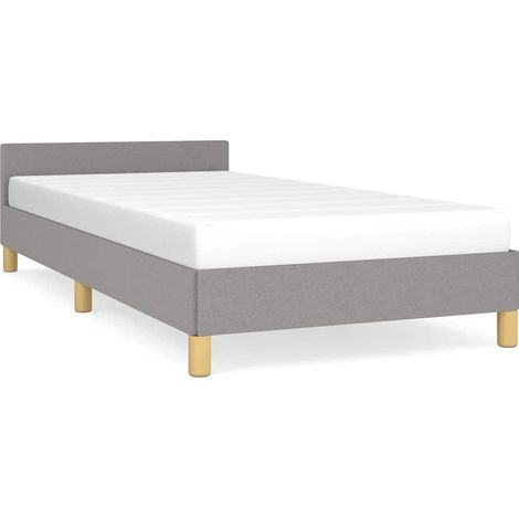 Lit adulte pour 1 personnes avec tête de lit, Structure de lit, Assemblage Facile, Gris clair 80x200 cm Tissu OIB3009E (1/3)