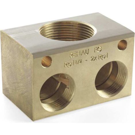 REHAU 2-fach-Verteiler Rp 1 1/2 - Rp 1, 90 Grad, 13045731001 (1/3)