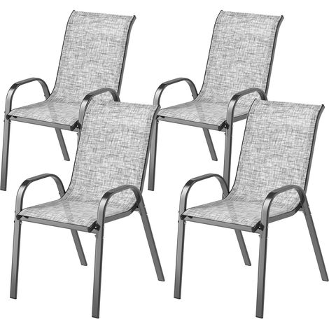 Outsunny Set 4 Sedie da Esterno Impilabili e Traspiranti 54x71x93 cm Grigio