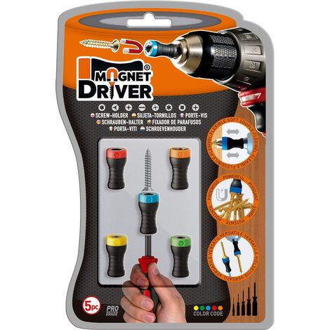 Magnétique porte-embouts B50 - Jeu de 5 supports magnétiques pour embouts de tournevis (1/4)