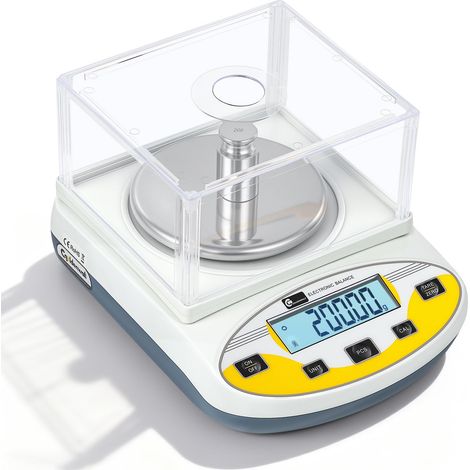 3000g x 0,01g Balance Analytique Laboratoire avec Pare-Vent  Balance Haute Précision, Tare/Comptage/13 Unités, Plateau Inox Ø12cm, pour Laboratoire, Bijouterie, Industrie, Éducation (1/5)