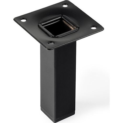 Juego de 4 patas de acero cuadradas con una altura de 100 mm y acabadas en negro. Dimensiones: 25x25x100 mm -