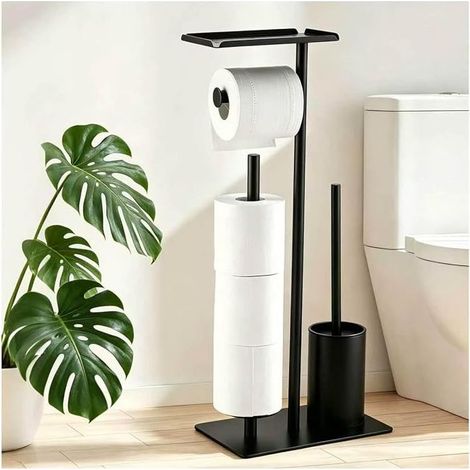Toilet Paper Holder Stand Toilet Paper Holder Toilet Brush Non-Slip Toilet Paper Holder 4 Rolls (1/5)