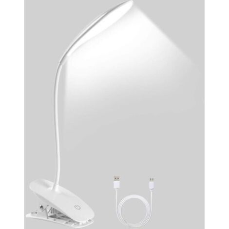 BUNTHAUS Lampe de Bureau à Pince LED Lampe Rechargeable USB 360° avec 3 Niveaux de Luminosité pour Lecture (1/5)