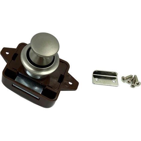 Serrures à Bouton-Poussoir, Tiroir d'armoire loquets et loquets Bouton de Serrure d'armoire de Porte sans clé, pour Camping-Car Camping-Car Caravane Bateau,Marron(1Pcs) (1/5)