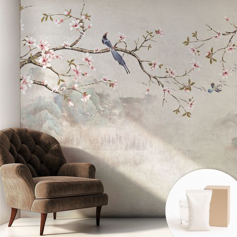 Papier peint intissé décoratif pour salon chambre et cuisine Facile à poser avec colle Paysage oriental 250x250 cm (1/5)