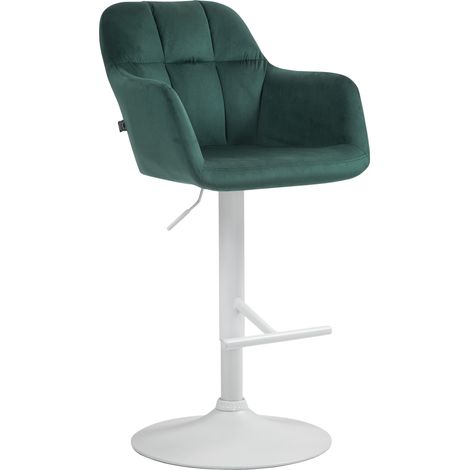 Sgabello da bar in velluto Natoma verde Metallo bianco opaco