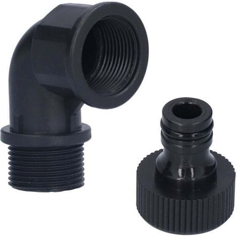 pair 2 jeux de raccords coudés adaptables avec embout pour jardin extérieur (filetage femelle et mâle directionnel G3/4) (1/4)