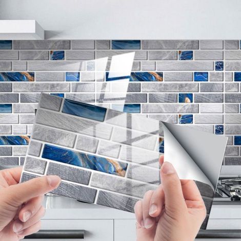 24 PCS Autocollant pour carrelage mural, Stickers Carreaux Muraux, Convient pour la Cuisine, Salle de Bain（10x20cm） (1/3)