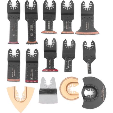 Jeffergarden Jeu de 14 lames de scie oscillantes en acier rapide et en acier inoxydable, outil universel polyvalent pour le bois, le métal et le plastique