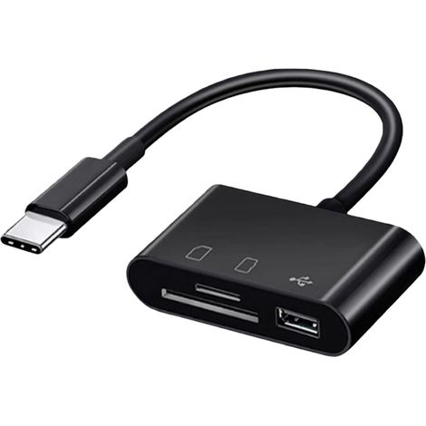 Lecteur De Carte Mémoire 3 En 1 Usb Usb-C Sd - Transfert Rapide Données - Pour Smartphone Tablette Pc - 1 Pièce (1/5)