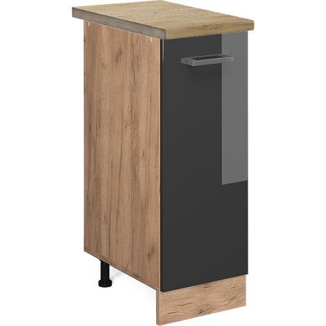 Armadio cucina dispensa alto R-Line, Antracite lucido, 30 cm , PL Rovere, Vicco