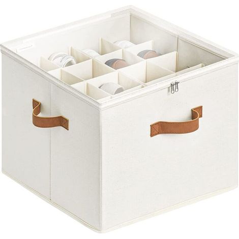 Organisateur Chaussures Réglables pour Placard,Boite Rangement Chaussures Gain de Place en Tissu avec Couvercle Transparent,Boite a Chaussure Pliable avec 3 Poignées,Convient pour 8-16 Paires (1/4)