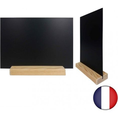 Porte menu de table en bois brut dimensions 21 x 6,5 x 2,4 cm avec ardoise A4 - Lot de 2 (1/5)