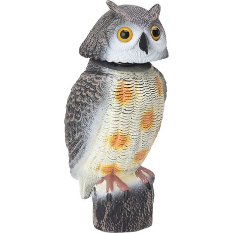 Eulen-Vogelscheuche aus Kunststoff, Gartendekoration, wackelnder Kopf, Vogelscheuche für den Außenbereich (1/5)
