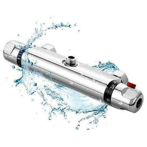 Mitigeur thermostatique de douche, robinet de baignoire thermostatique tout en cuivre, protection de sécurité avec 38℃ Bouton anti-brlure, mitigeur de baignoire Réglage précis de la température et du (1/5)