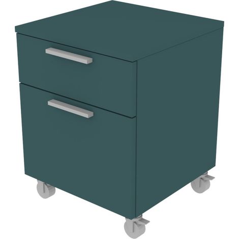 Cassettiera colorata per cameretta o ufficio - Soluzione salvaspazio con chiusura rallentata - Verde Petrolio