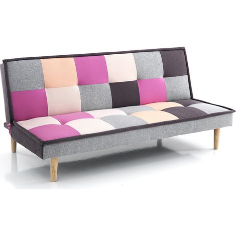 Divano letto clic clac patchwork in tessuto multicolore Keith B