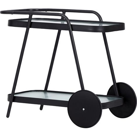 Steam Chariot de service noir, avec plateaux à rayures transparents. (1/5)