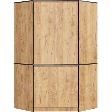 Armario esquinero AKORD S100 Roble Craft 100 cm con 4 puertas y 6 estantes acabado en Roble Craft 100x50x180 cm
