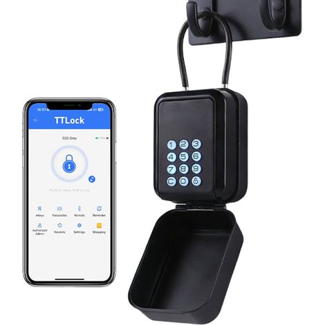 LEDANDER Boîtier à clés intelligent avec application mobile, déverrouillage Bluetooth intelligent/gestion par application mobile, plusieurs modes de mot de passe, serrure à combinaison (1/5)