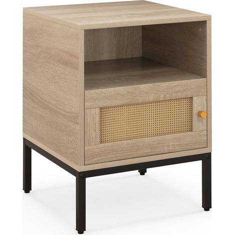 Nightstand with Storage Home Boho Style Accent Table w/ Open Shelf (1/5)
