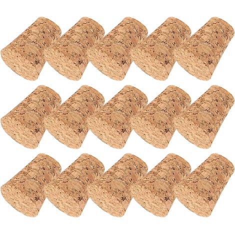 20 bouchons liège 15 mm bois, coniques - fermeture étanche (1/5)
