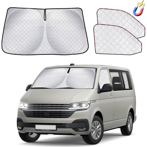 Pare-soleil pour camping-car VW T5 T6, 3 pièces, isolation thermique, protection UV, intérieur pliable (1/5)