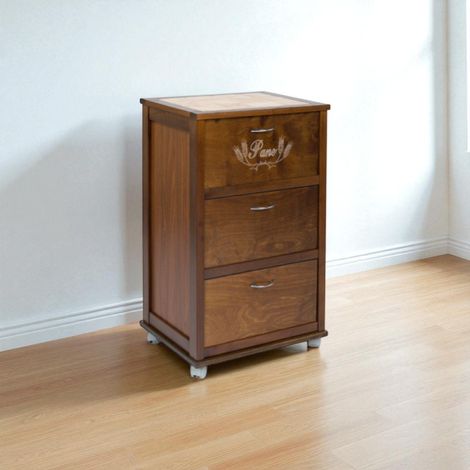 Carrello mobiletto con ante a ribalta e piano in mattonelle NOCE (1/5)