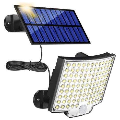 Lampes Solaires Extérieures, 106 LED Lampe Solaire Extérieure avec Détecteur de Mouvement, Étanche IP65, Angle d'Éclairage 120°, Applique Solaire pour Jardin avec Câble de 5 m (1/5)