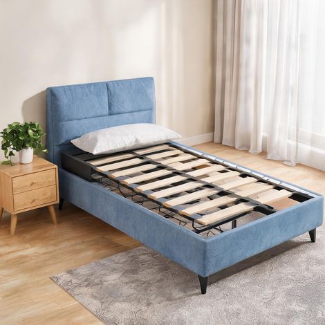 Matelas coloris bleu en lin 208 x 97 x 111 cm (1/5)