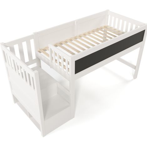 Litera infantil 90 x 200 cm blanca con pizarra y almacenaje MODENUIT (1/5)