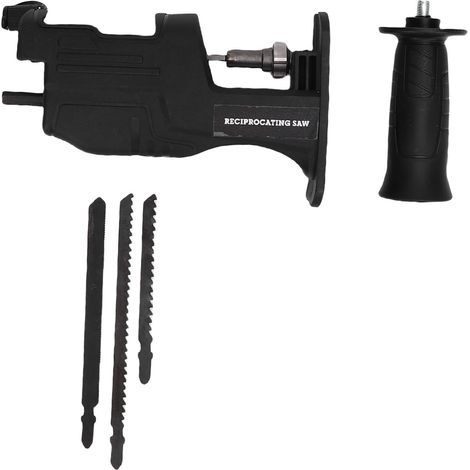 Perceuse électrique, adaptateur de scie alternative pour fixation de scie sauteuse avec 3 lames et bidon d'huile pour la coupe de viande en bois et en métal (1/5)