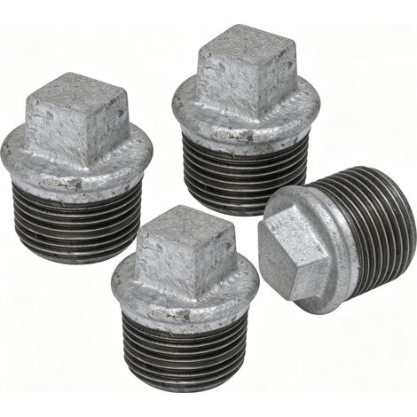 Sollbry Un ensemble de 4 bouchons en fonte malléable à filetage extérieur de 3/4 pouces - finition galvanisée - adaptés aux systèmes de plomberie, de chauffage, d'alimentation en eau domestique et de (1/5)