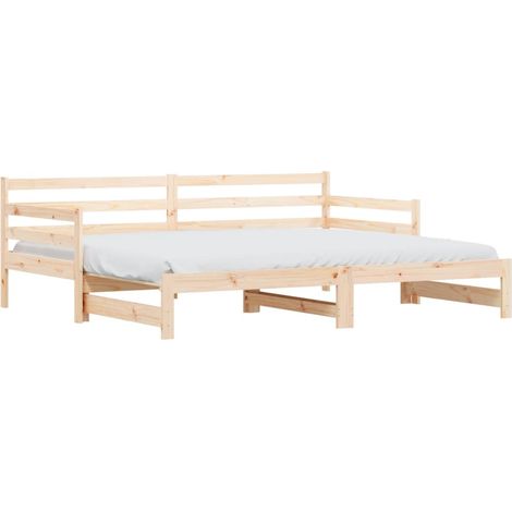 Lit de jour avec lit gigogne 90x200 bois de pin massif (1/5)