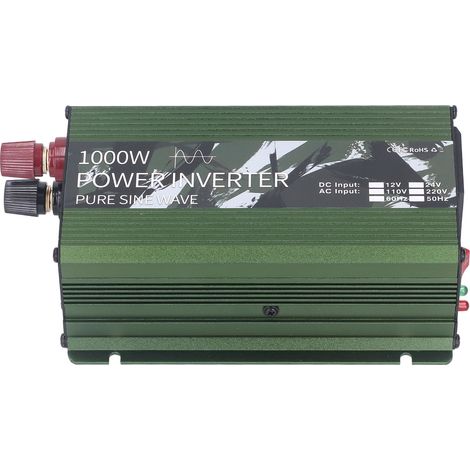 Solar-Wechselrichter für Fahrzeuge, reiner Sinus-Wechselrichter, 1000 W, DC/AC-Wechselrichter mit Lüfter, 12 V auf 220 V (1/5)