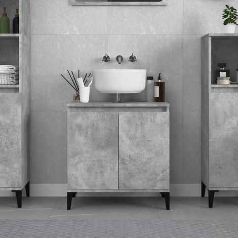 Armario de lavabo madera contrachapada gris hormigón 58x33x60cm vidaXL