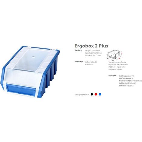 Patrol Group 1 x Ergo M + Azul NOU Cajas de Almacenaje Apilables, Buzón, 116x161x75 mm, Ideal para Organización, Color Azul, Resistente y Práctico (1/3)