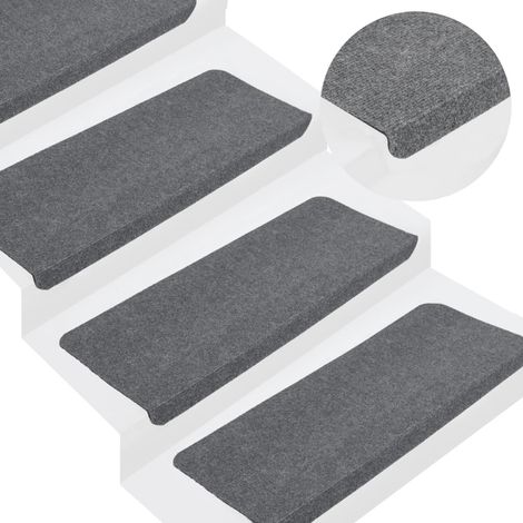 Tapis d'escalier autocollants 15 pcs,Marchettes d'escalier,Protections d'escalier 65x24,5x3,5 cm Gris DVNEI527484 (1/5)