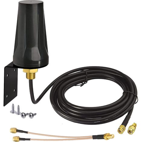 Antena exterior CSPARKV 4G LTE SMA macho de 5 dBi, resistente al agua, montaje fijo con cable divisor SMA-F a SMA-M dual, compatible con enrutador celular GSM 3G 4G LTE, módem de puerta de enlace, cám