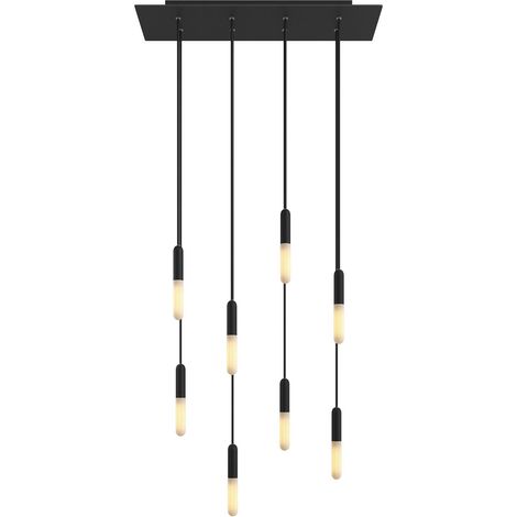 creative cables - Lampada a sospensione a 8 cadute con XXL Rose-One rettangolare 675 mm completa di cavo tessile e finiture in metallo
