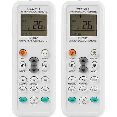 Télécommande Universelle K-1028E pour Climatiseur, Compatible avec LG, Samsung, Daikin, Mitsubishi et Plus de 1000 Marques, Écran LCD Rétroéclairé, Fonction Lumière, Minuterie, Refroidissement Rapide (1/5)