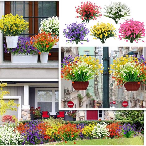 Gypsophila Artificielle - Buissons Verts en Plastique pour Décoration Intérieure Extérieure - Idéale pour Jardinières Suspension Mariage Déco Rustique - 10 Fagots (1/5)
